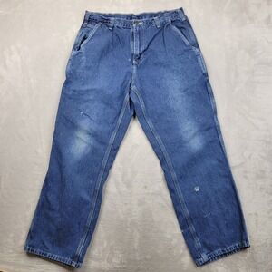 Carhartt Jeans Men 34x27 Straight Work Wear Carpenter Trucker Pants Dungaree Fit
